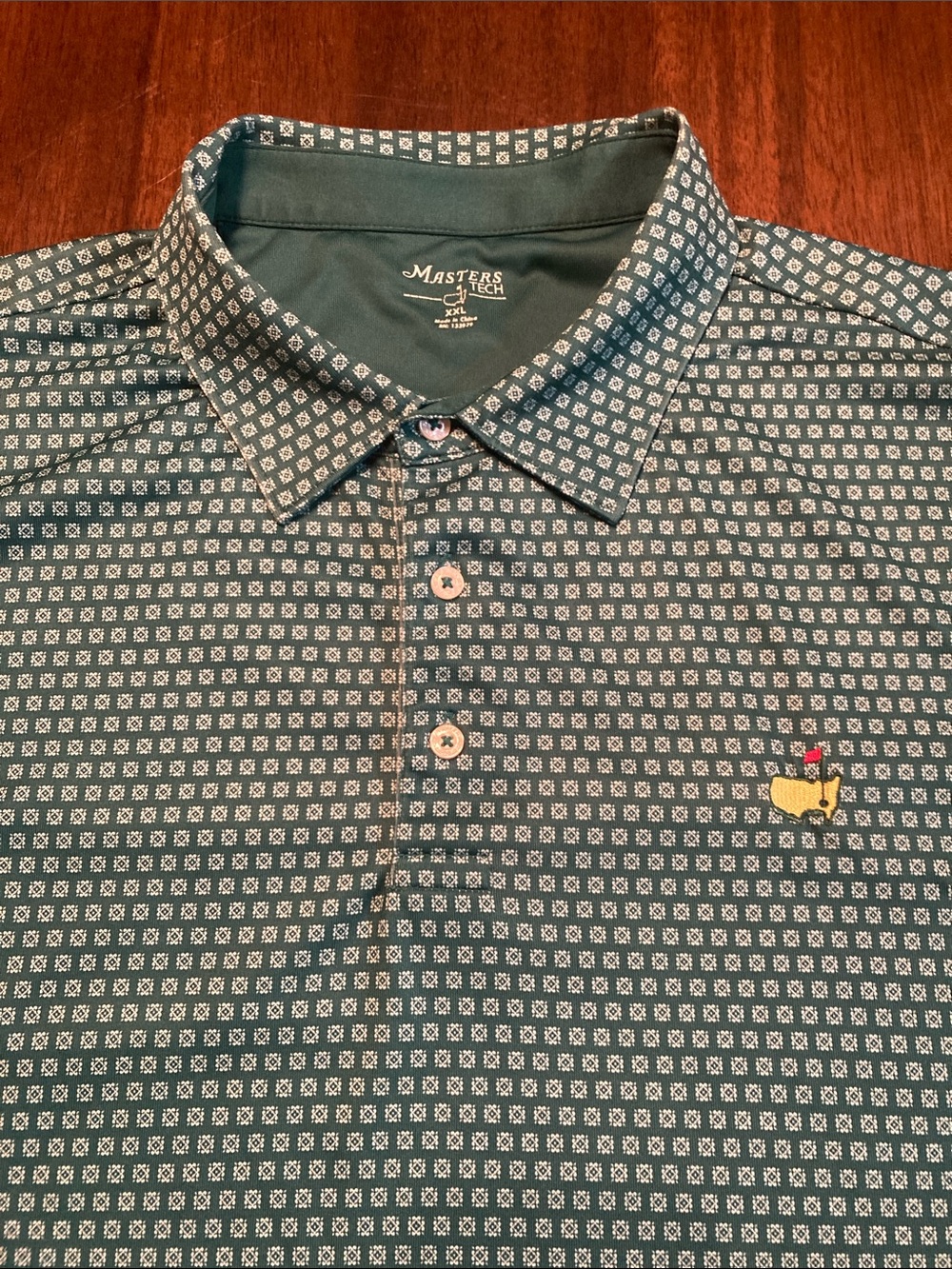 Masters Green Patterned Golf Polo with Yellow Logo